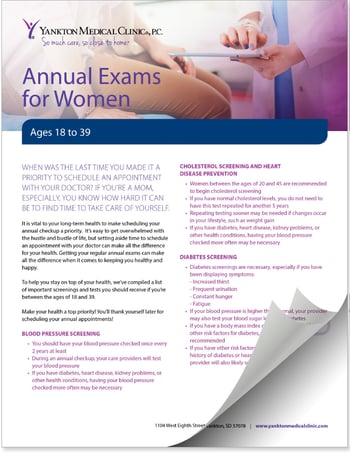 image of Annual Exams for Women resource brochure